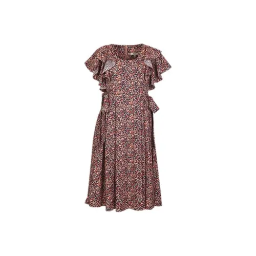 AIVEI Короткое платье с короткими рукавами женское розово-красное