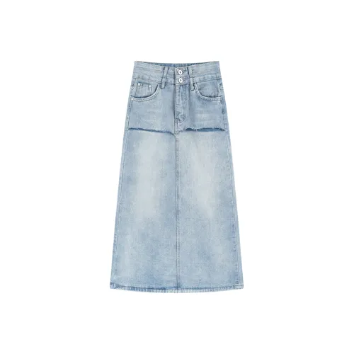 Garbege Синий Женские Джинсовые Длинные Юбки
