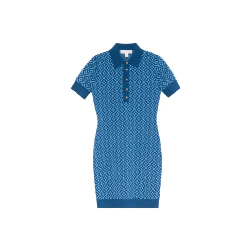 Michael Kors Blue Женские Короткие Платья с Рукавами