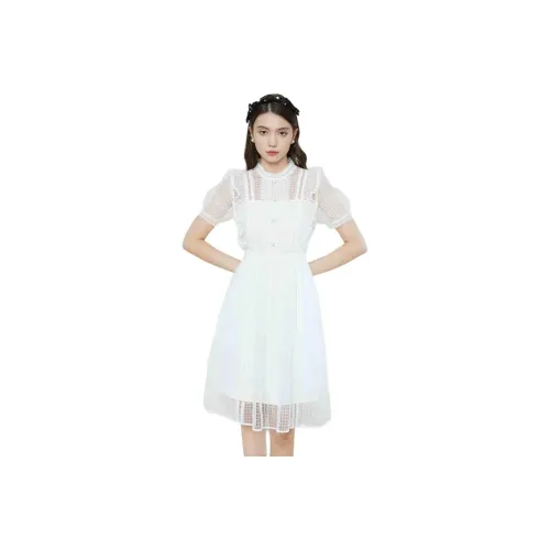 Caroline Короткий рукав Платье Женское белое