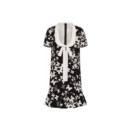 RED VALENTINO Короткое платье с короткими рукавами женское черное