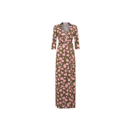 Diane von Furstenberg SS24 Длинное платье с длинными рукавами женское коричневое