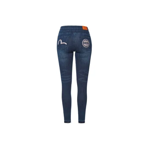 EVISU Фонари Брюки Тонкие Джинсы Женские Синие