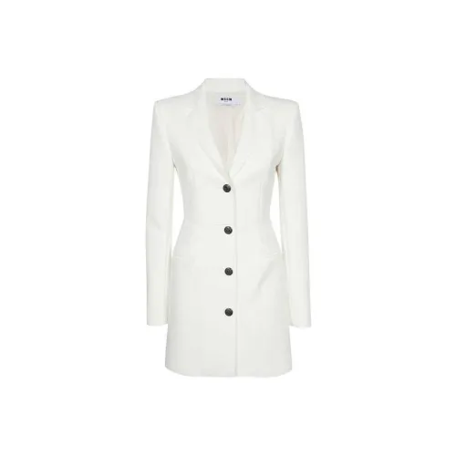 MSGM Длинное платье с длинными рукавами женское белое