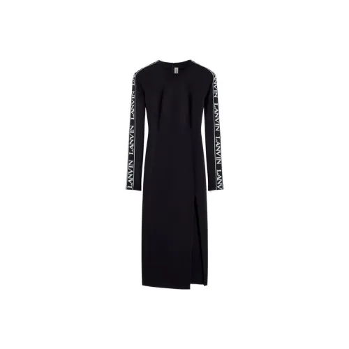 Lanvin Черное Женское Длинное Платье с Рукавами