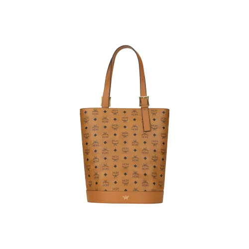 MCM Aren Коровья кожа Тоут Сумка через плечо Сумка-ведро Сумка Сумка через плечо Средний Женская Коньячно-коричневый