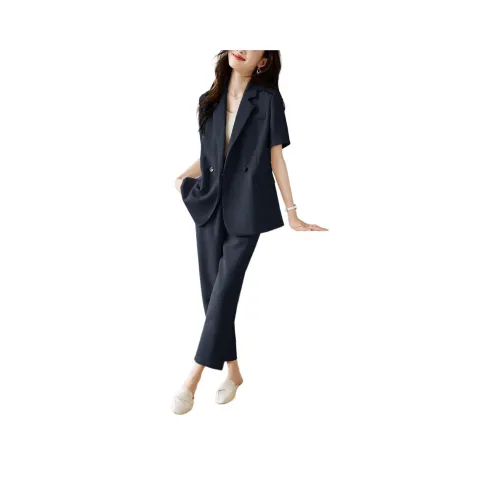 Mo Han Yi Mei Бизнес-костюм женский темно-серый синий