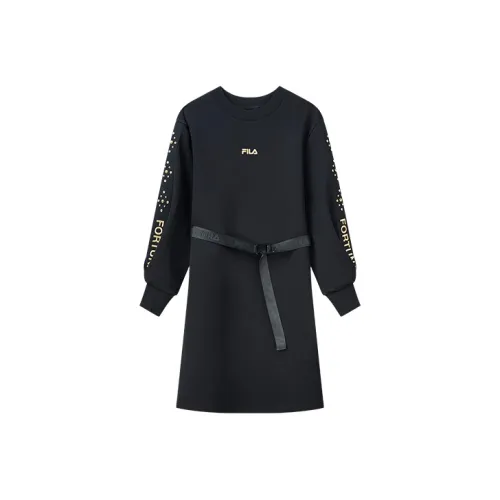 FILA Глубокий черный Женские Длинные Платья с рукавами