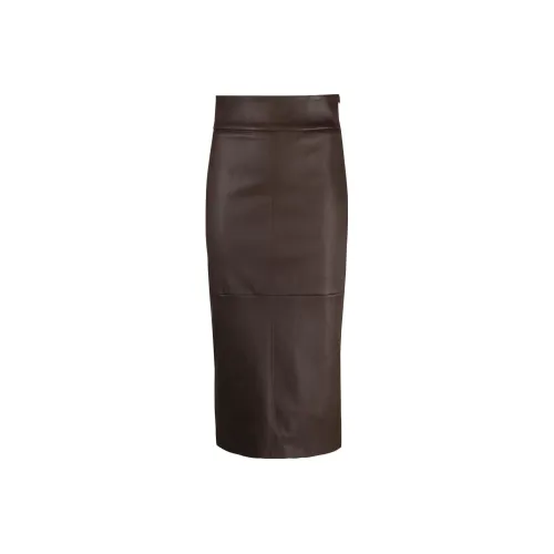 Brunello Cucinelli Шоколад Женские Кожаные Длинные Юбки
