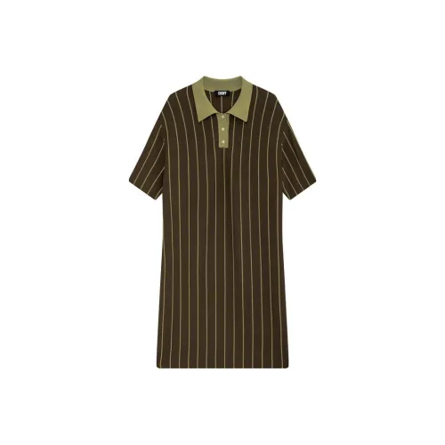 DKNY Короткий рукав платье женское многоцветное зеленый