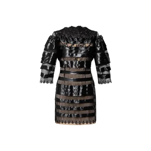 LOUIS VUITTON Короткое платье с короткими рукавами женское черное