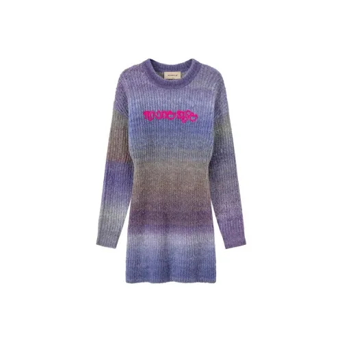 NO ONE ELSE Длинное платье с длинными рукавами женское синий-фиолетовый