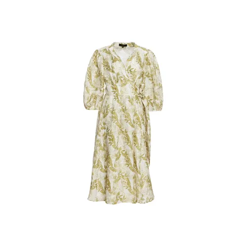 BESIONIA SS23 Короткий рукав Платье Женское Желтый Цветочный
