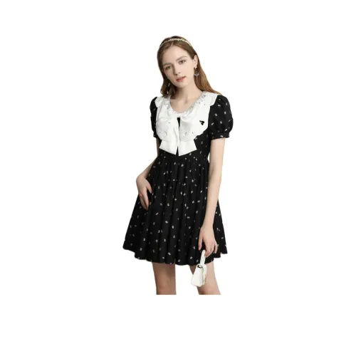 JORYAweekend Black Женские Короткие Платья с Рукавами