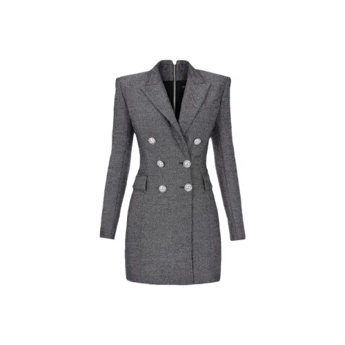 BALMAIN Серебристо-серый Женские Длинные Платья с Рукавами