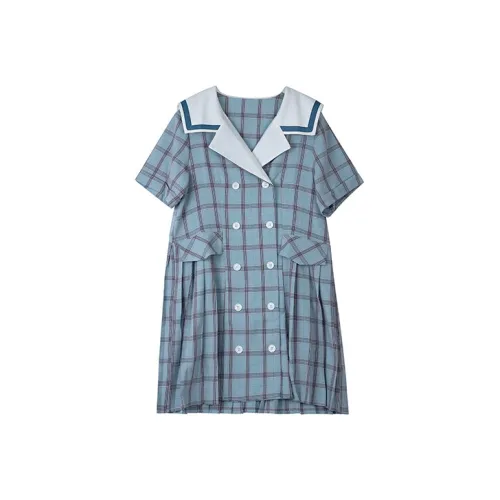 Leather Cat Платье-рубашка Павлин Синий