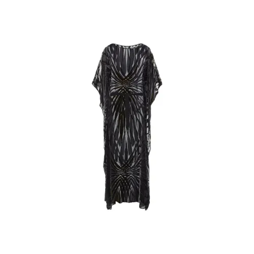 Roberto Cavalli SS24 Длинное платье с длинными рукавами женское черное