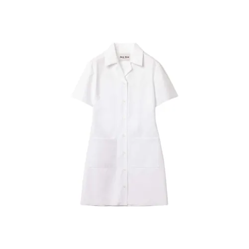 MIU MIU FW24 Короткое платье с короткими рукавами женское белое
