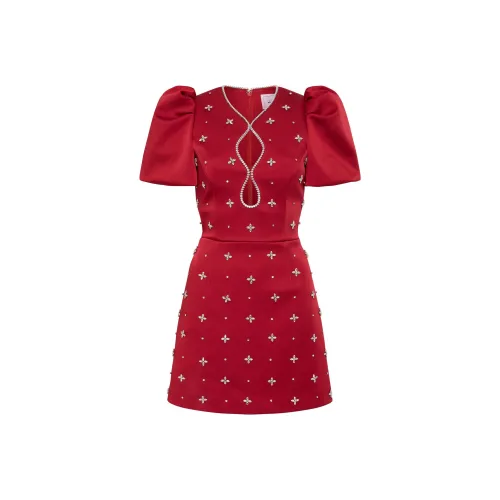 REBECCA VALLANCE FW24 Короткое платье с короткими рукавами женское алый