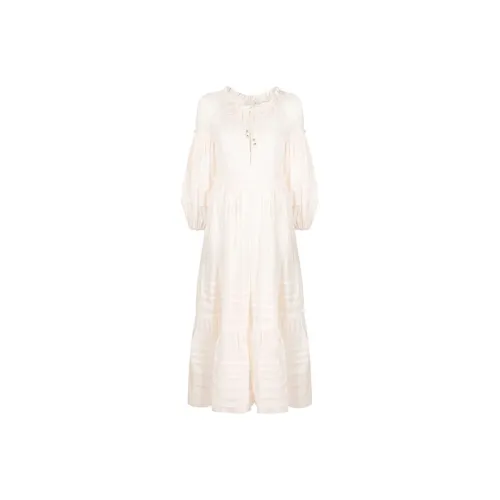 Zimmermann Бежевые Женские Длинные Платья с Рукавами