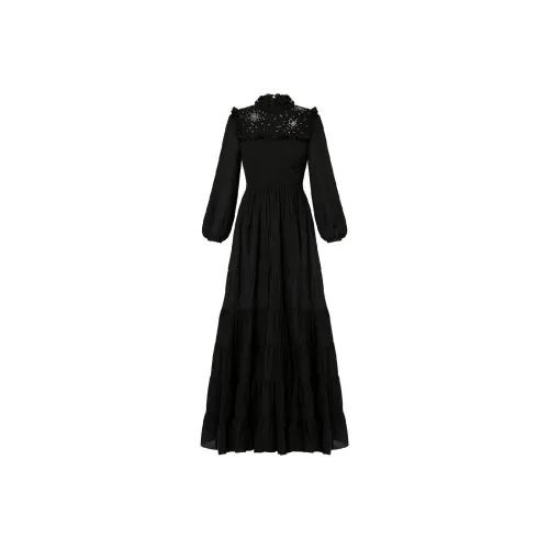 LOUIS VUITTON FW24 Длинное платье с длинными рукавами женское черное