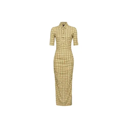 PINKO Желтые Женские Короткие Платья с Рукавами