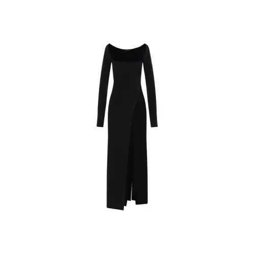 Ann Demeulemeester Черное Женское Длинное Платье с Рукавами