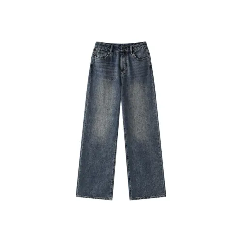 MOPROBABLY Джинсы Женские Винтаж Синий