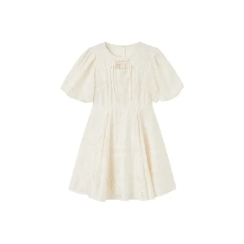 Pit Короткий рукав Платье Женское Экрю