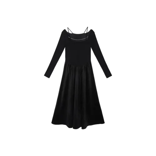 BSEVENI A Линия Юбка Длинное Платье Черное