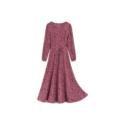 MOPB Red Floral Женские Длинные Рукава Платья