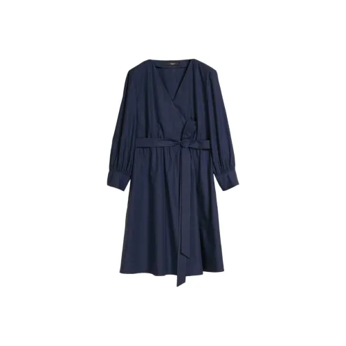 WEEKEND MaxMara Темно-синий Женские Длинные Платья с Рукавами