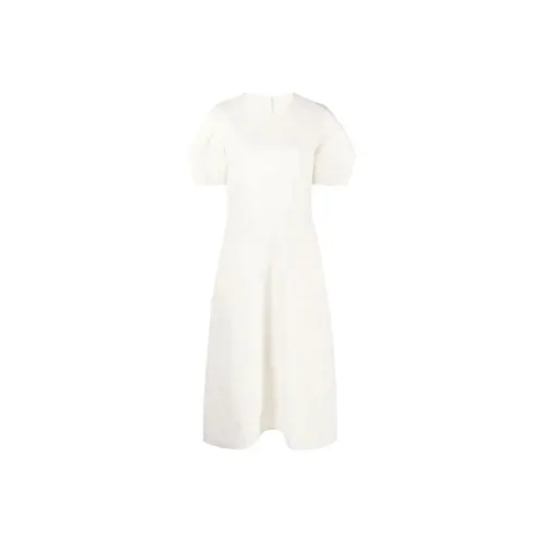 JIL SANDER Белое Женское Короткое Платье с Рукавами