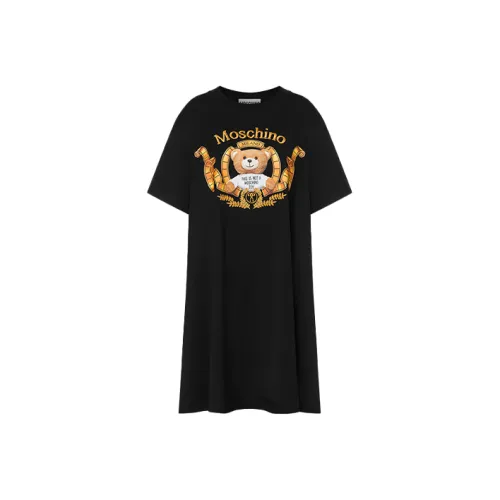 MOSCHINO Черное Женское Короткое Платье с Рукавами