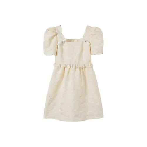 ITIB Экрю Женские Платья с Короткими Рукавами