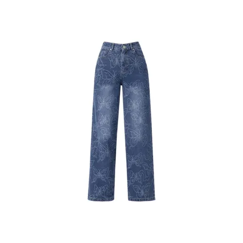 You cow me pants Синий Жаккард Женские Джинсы