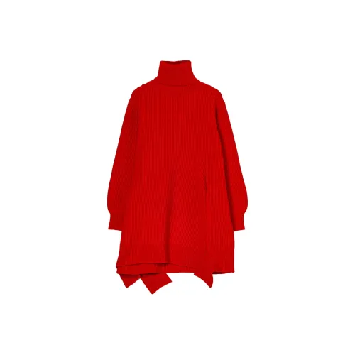Yohji Yamamoto Red Женские Длинные Платья с Длинными Рукавами