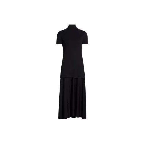 JIL SANDER Черное Женское Короткое Платье с Рукавами