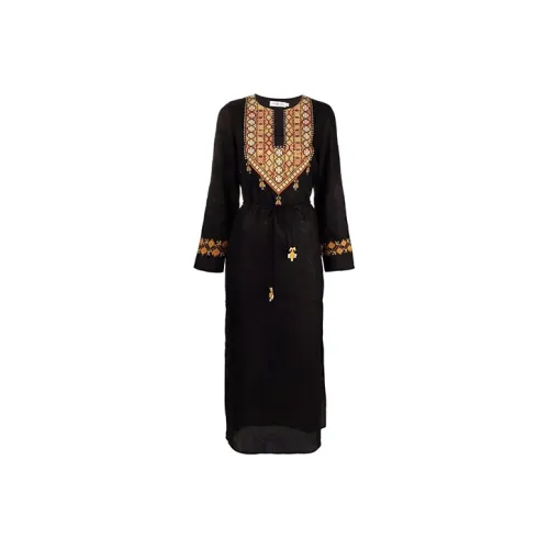 Tory Burch Черное Женское Длинное Платье с Рукавами