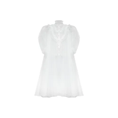 CHICCO MAO Белое Женское Короткое Платье с Рукавами