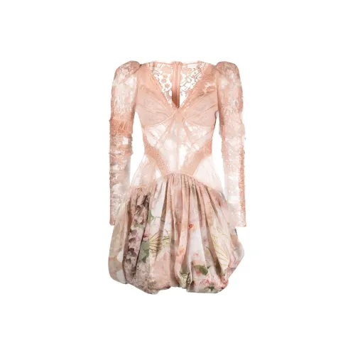 Zimmermann Розовый Женские Длинные Платья с Рукавами