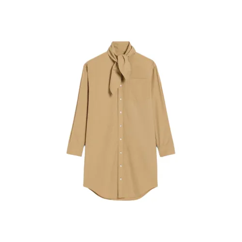 AMIPARIS FW24 Длинное платье с длинными рукавами женское песочного цвета