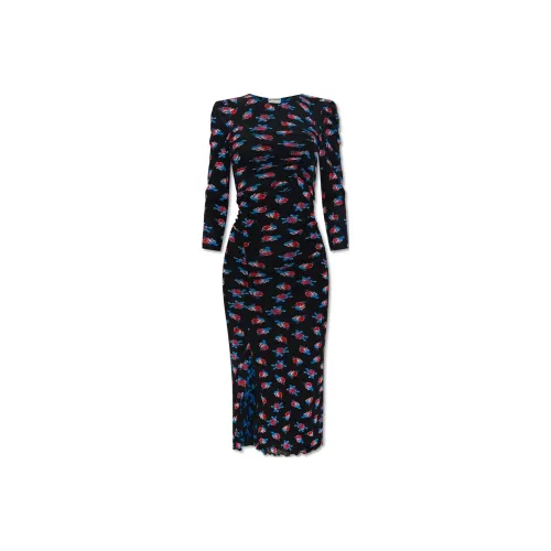 DVF Diane Von Furstenberg Двустороннее платье из сетки длинное с длинными рукавами женское черное