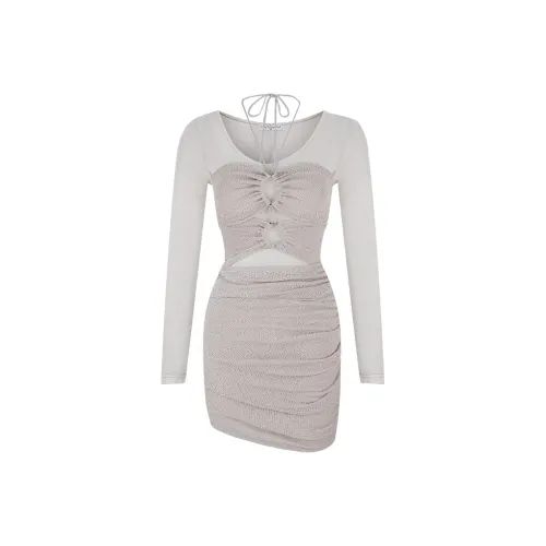 Girly Fancy Club Длинное платье с длинными рукавами женское светло-хаки