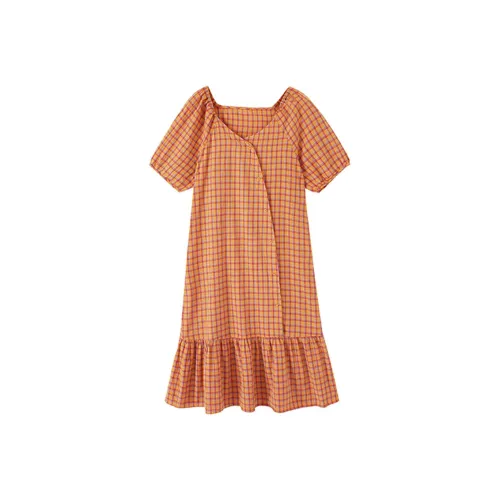 Весенне-летнее платье классический клетчатый женское набор в подарочной коробке включен активный апельсин