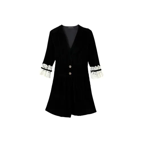 EIDOLON GRAIN Длинное платье с длинными рукавами женское черное