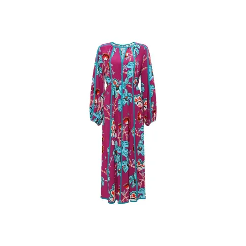 DVF Diane Von Furstenberg SS24 Длинное платье с длинными рукавами женское красное