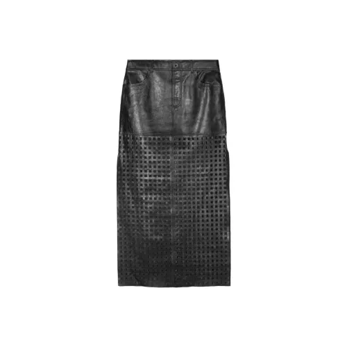 STAND STUDIO Кожа Длинная Юбка Женская Черная