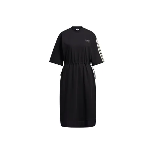 Adidas Originals Короткий рукав Платье Женское Черное