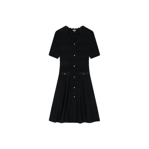 DKNY SS24 Короткое платье с короткими рукавами женское черное